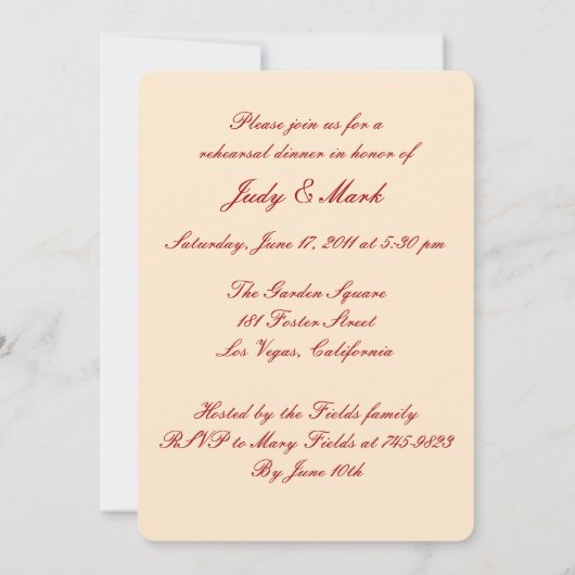 Red Flowers Mason Jars Rehearsal Dinner Invitation Kaart (Achterkant)