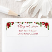 Red Flowers Modern Elegance Romantic Address Etiket (Insitu)