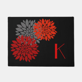 Red Flowers Monogrammed Deurmat