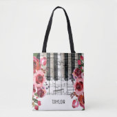 Red Flowers muzieknoten Tote Bag (Voorkant)