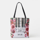 Red Flowers muzieknoten Tote Bag (Achterkant)