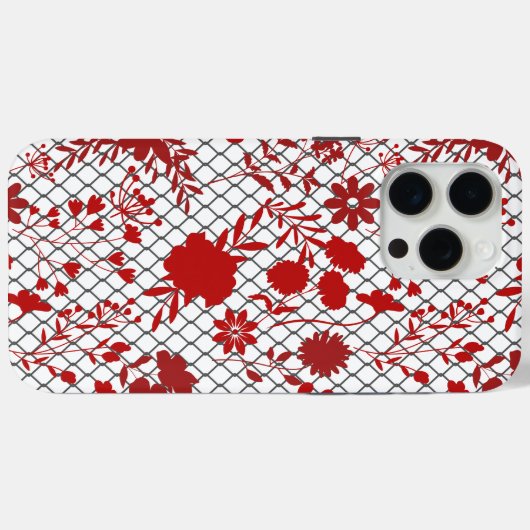 'Red Flowers Outline op Net Case-Mate iPhone Case (Achterkant (horizontaal))