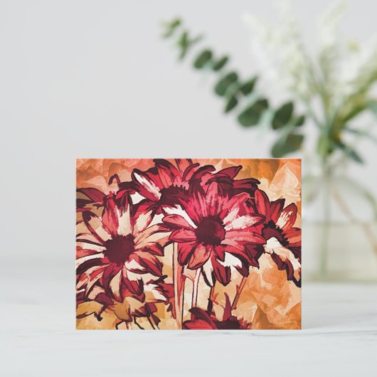 Red Flowers Painting Briefkaart (Staand voorkant)