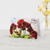Red Flowers Pansies Art Verjaardag Kaart (Gele Bloem)