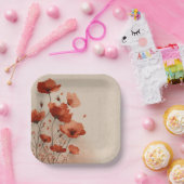 Red flowers. papieren bordje (Feest)