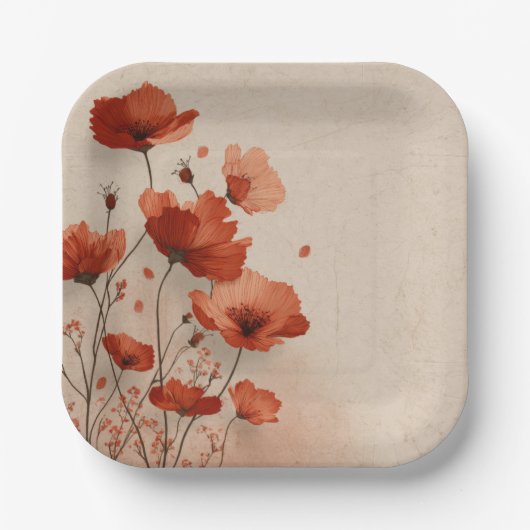 Red flowers. papieren bordje (Voorkant)