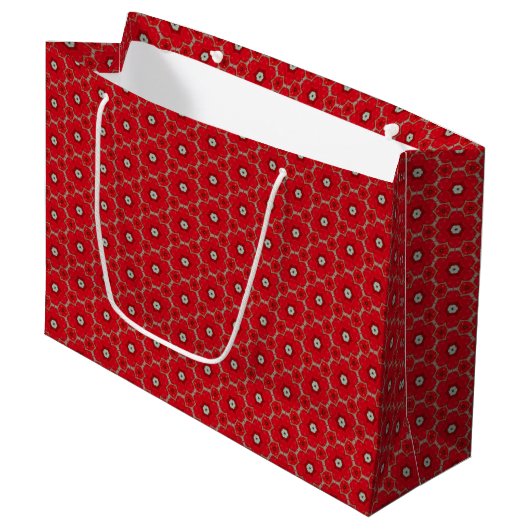 Red Flowers Patroon Grote Gift Bag Groot Cadeauzakje (Voorkant Gekanteld)