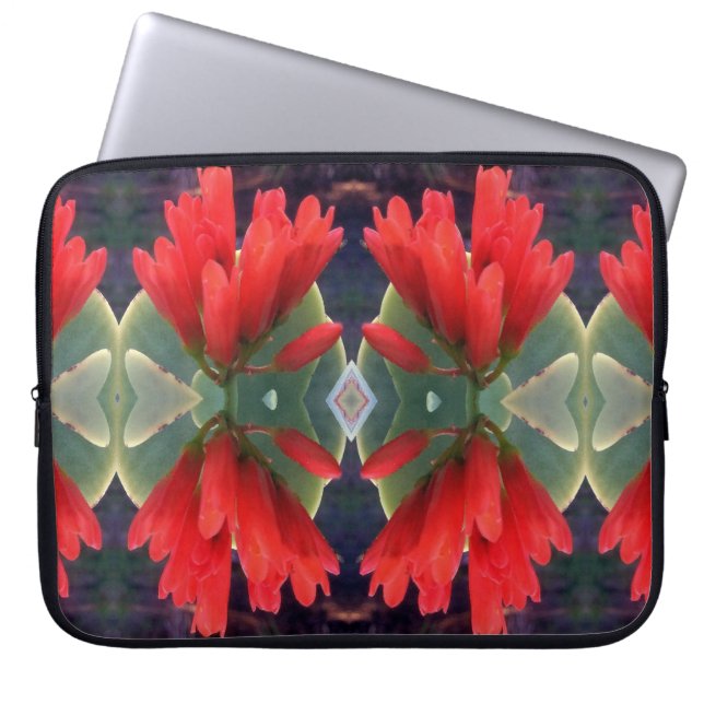 Red Flowers Patroon Laptop Sleeve (Voorkant)