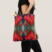 Red Flowers Patroon Tote Bag (Dichtbij)