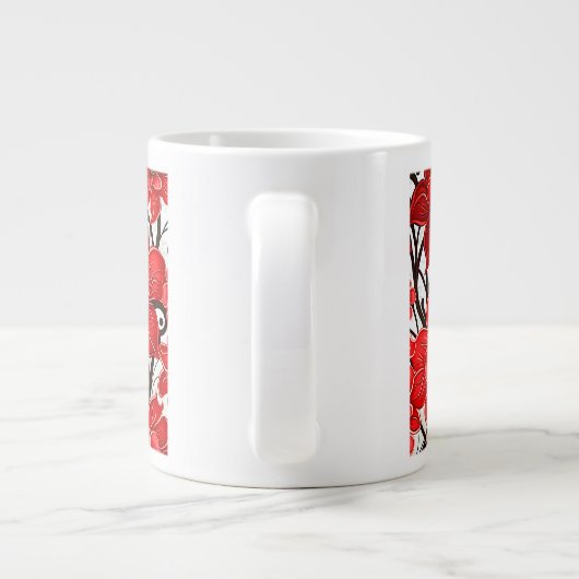 Red Flowers Pattern Jumbo Mok (Achterkant)