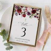 Red Flowers, Pink Flowers, Baptism Table Numbers Kaart