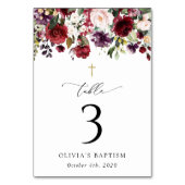 Red Flowers, Pink Flowers, Baptism Table Numbers Kaart (Achterkant)