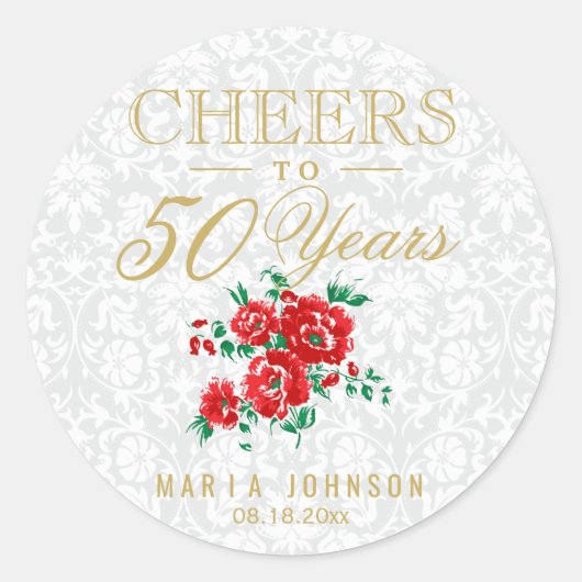 Red Flowers - Proost (Any Age) Jaren Ronde Sticker (Voorkant)