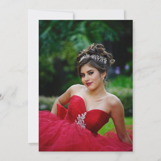 Red Flowers Quinceanera Uitnodiging Spaans (Achterkant)