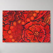 Red Flowers, Quirky Flower Abstract Floral Art Poster (Voorkant)
