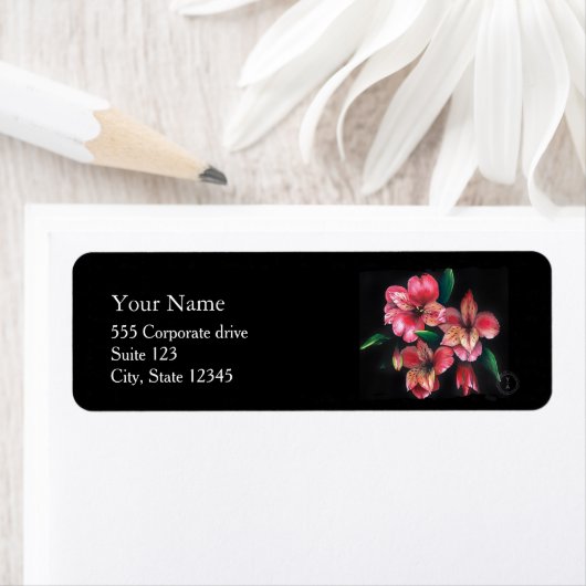Red Flowers Return Address Labels (Insitu)