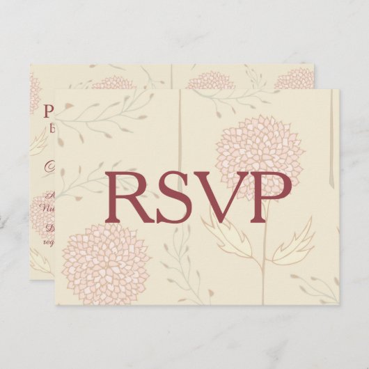 Red Flowers RSVP Uitnodiging Briefkaart (Voorkant / Achterkant)