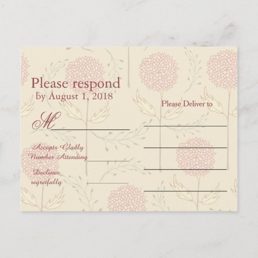 Red Flowers RSVP Uitnodiging Briefkaart (Achterkant)
