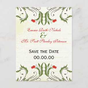 Red Flowers  Save the Date Briefkaart