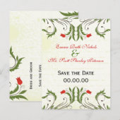 Red Flowers  Save the Date Briefkaart (Voorkant / Achterkant)