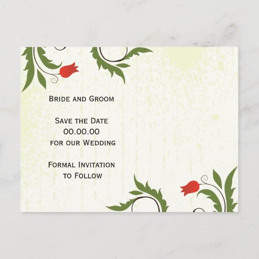 Red Flowers  Save the Date Briefkaart (Achterkant)