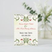 Red Flowers  Save the Date Briefkaart (Staand voorkant)