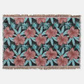 Red flowers tropical seamless pattern &blue leaves deken (Voorkant)