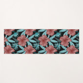 Red flowers tropical seamless pattern &blue leaves yogamat (Voorkant (horizontaal))