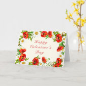 Red Flowers Valentijnsdag Kaart met aangepaste tek (Gele Bloem)