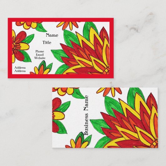 Red Flowers Visitekaartjes (Voorkant / Achterkant)