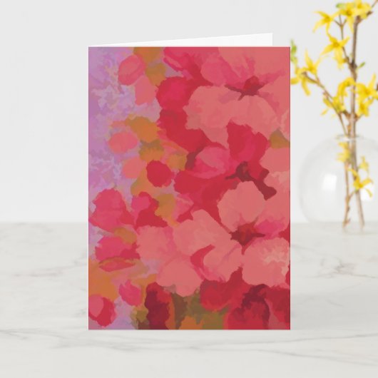 Red Flowers Waterverf Wenskaart Kaart (Gele Bloem)