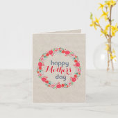 Red Flowers Wreated Moederdag Kaart (Gele Bloem)