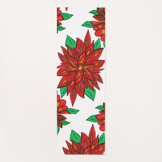 Red Flowers Yoga Mat (Voorkant)