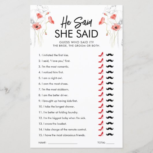 Red Flowers zei dat ze het spel zei |  (Voorkant)