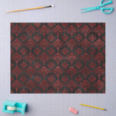 Red Flowery Damask op Charcoal Decoupage Tissuepapier (Craft)