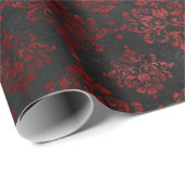 Red Flowery Damask op houtskool Cadeaupapier (Rol Hoek)