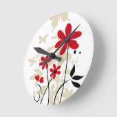 Red flowes and butterflies ronde klok (Hoek)