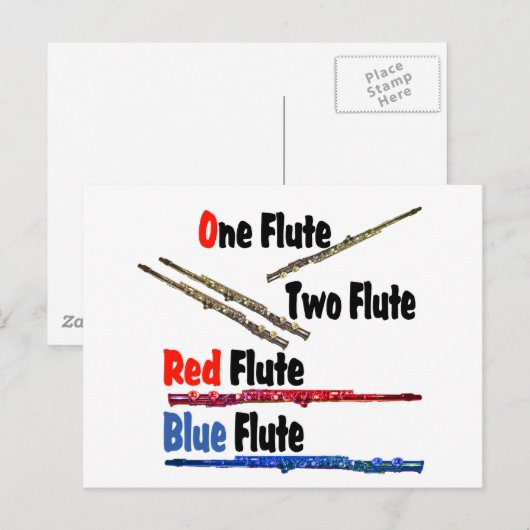 Red Flute Blue Flute Briefkaart (Voorkant / Achterkant)