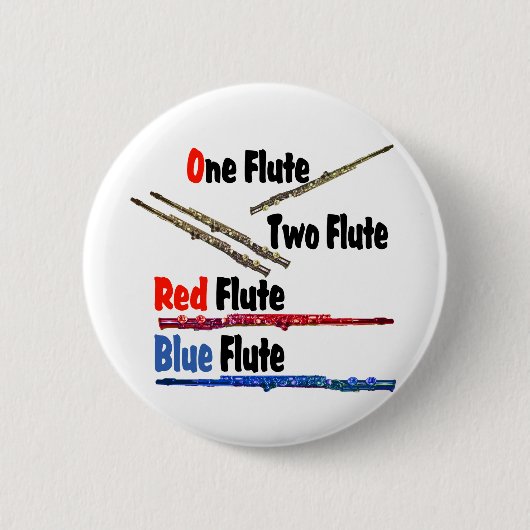 Red Flute Blue Flute Ronde Button 5,7 Cm (Voorkant)