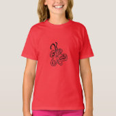 Red Flutterfly B&W Doodle T-Shirt (Voorkant)
