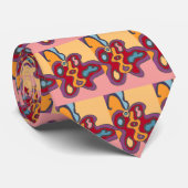 Red Flutterfly Color Block Stropdas (Opgerold)