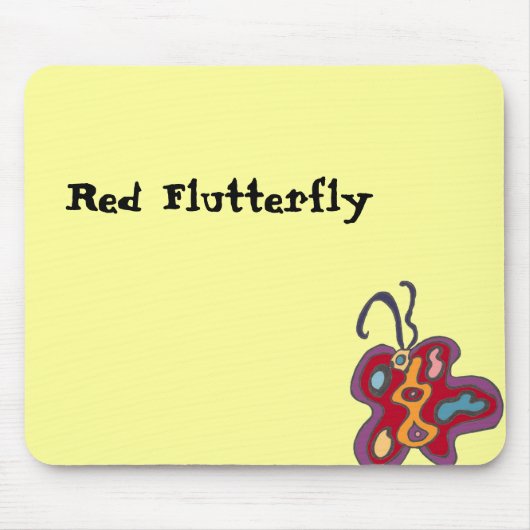 Red Flutterfly Mousepad Muismat (Voorkant)