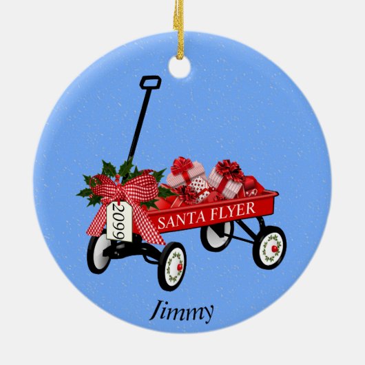 Red Flyer Wagon keramisch keramisch keramiekpleist Keramisch Ornament (Achterkant)