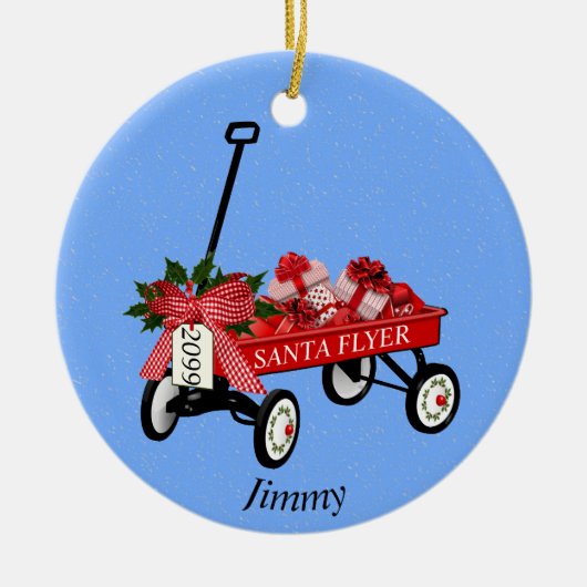 Red Flyer Wagon keramisch keramisch keramiekpleist Ornament (Voorkant)
