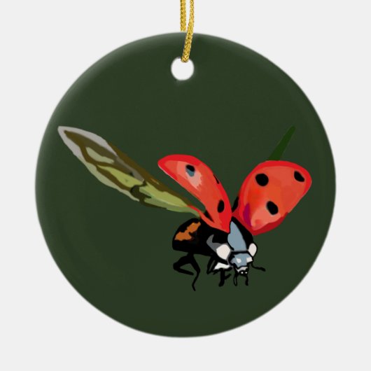Red Flying Ladybird Keramisch Ornament (Voorkant)