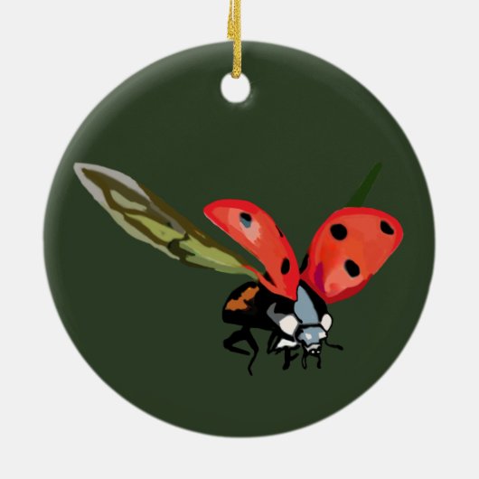 Red Flying Ladybird Keramisch Ornament (Achterkant)