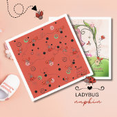 Red Flying Ladybug Pattern Baby Shower Napkins Servet