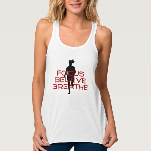 Red Focus Believe Breathe Tanktop (Voorkant)