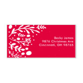 Red Foliage Christmas Address Zelfinktende Stempel (Design)