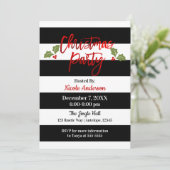 Red Folie Chic Shine Moderne Script Kerstparty Kaart (Staand voorkant)